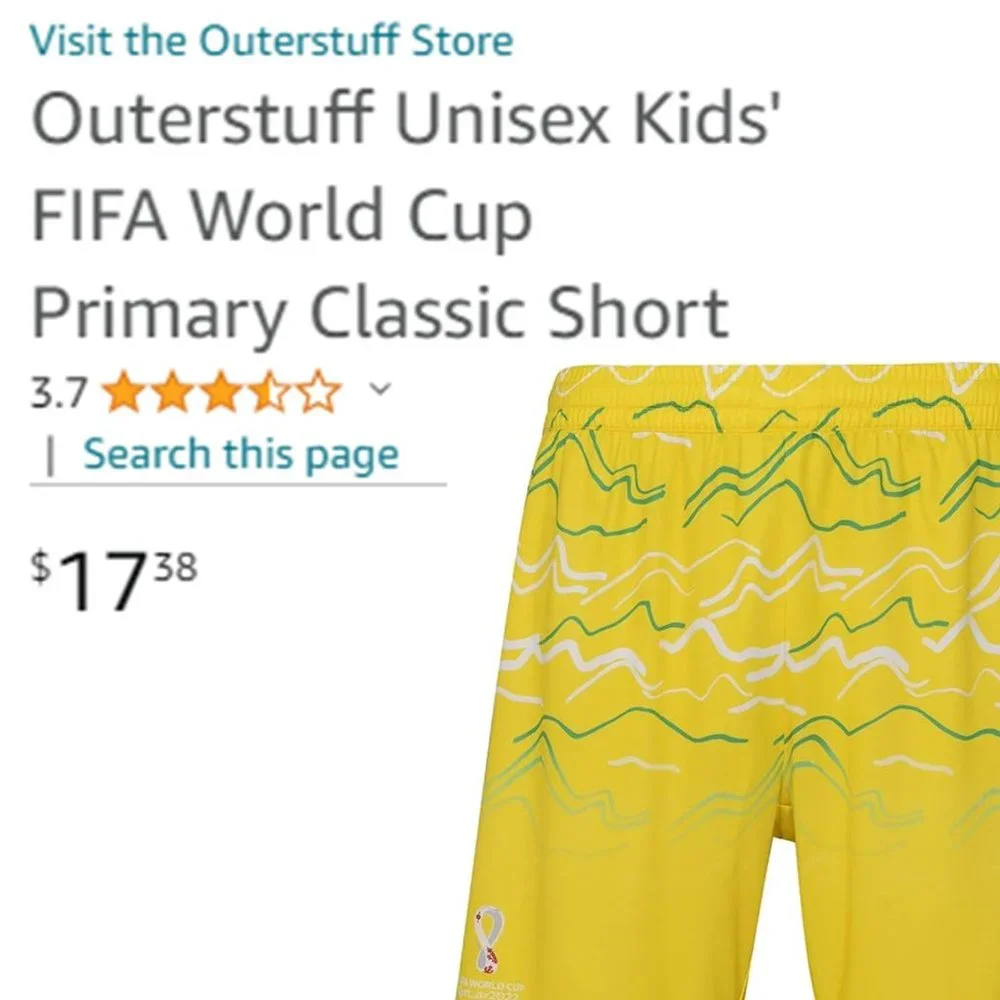 OUTERSTUFF Unisex Kids' FIFA World Cup Primary Classic Short - BRAZIL - NEW!!!